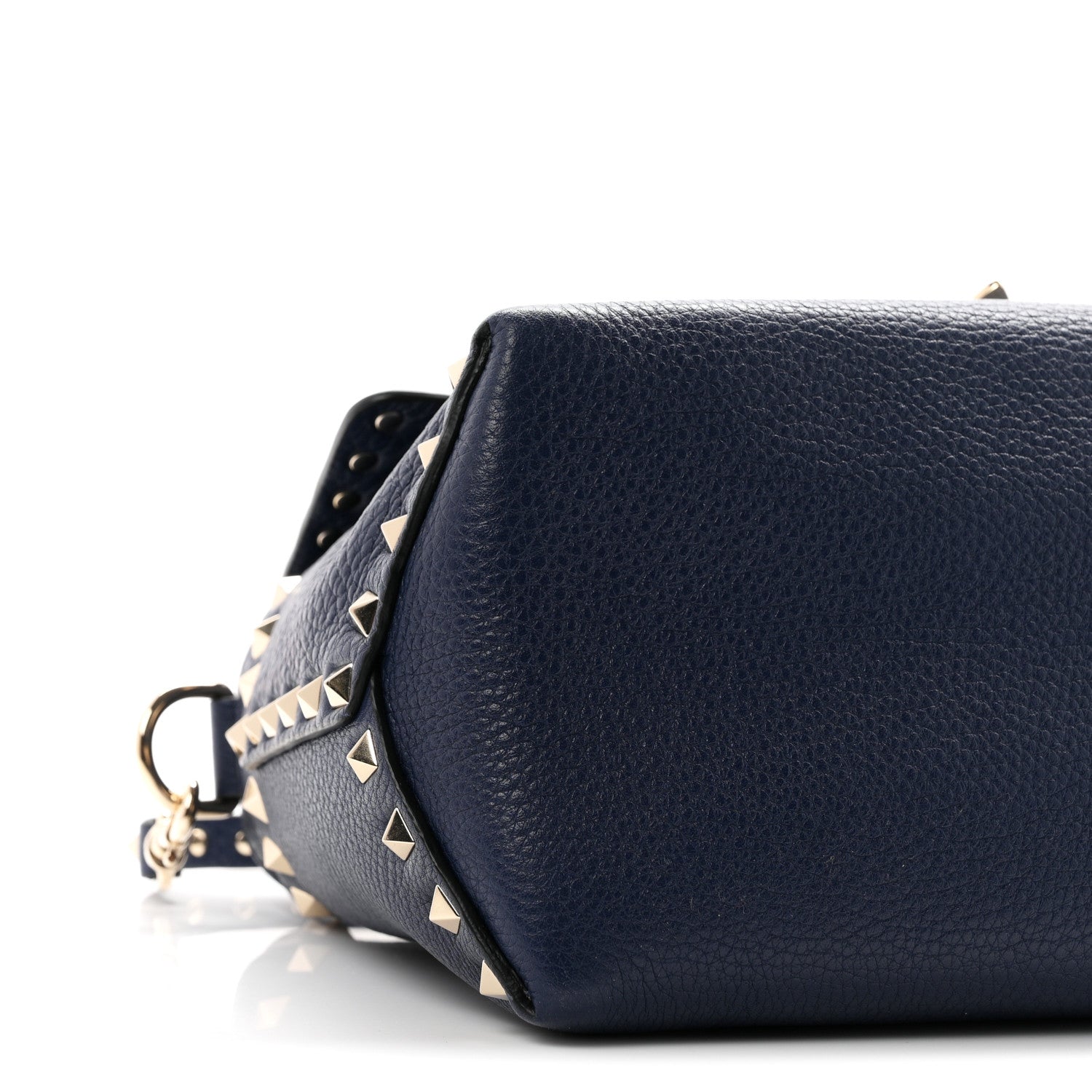 Valentino Garavani Pebbled Calfskin Rockstud Flip Lock Top Handle Bag Blue 8 of 9