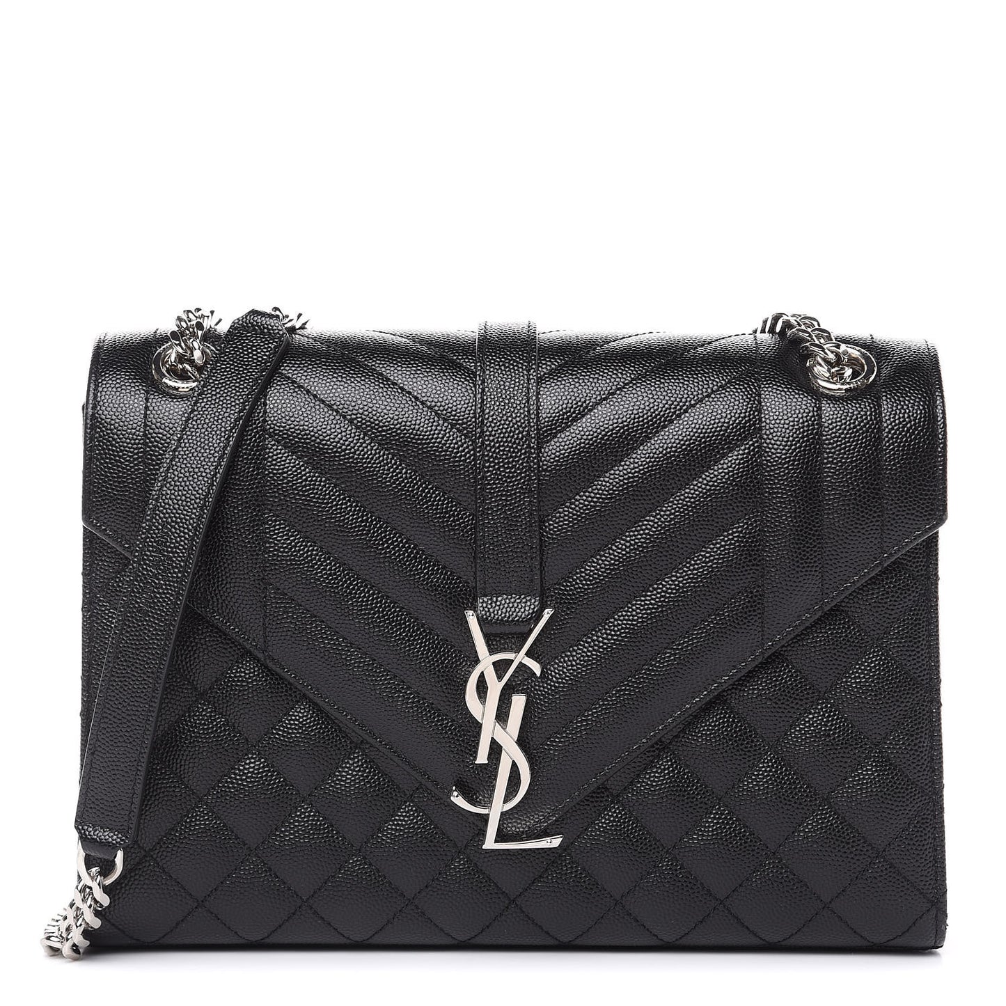 Grain De Poudre Textured Mixed Matelasse Triquilt Medium Monogram Satchel Black