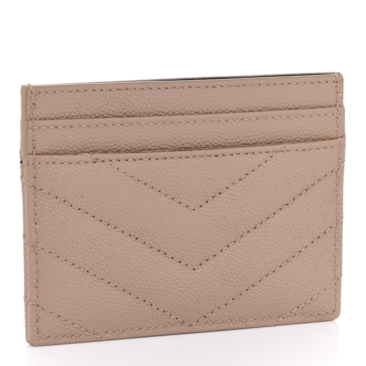 Saint Laurent Grain De Poudre Matelasse Chevron Cassandre Credit Card Case Crema Soft 3 of 7