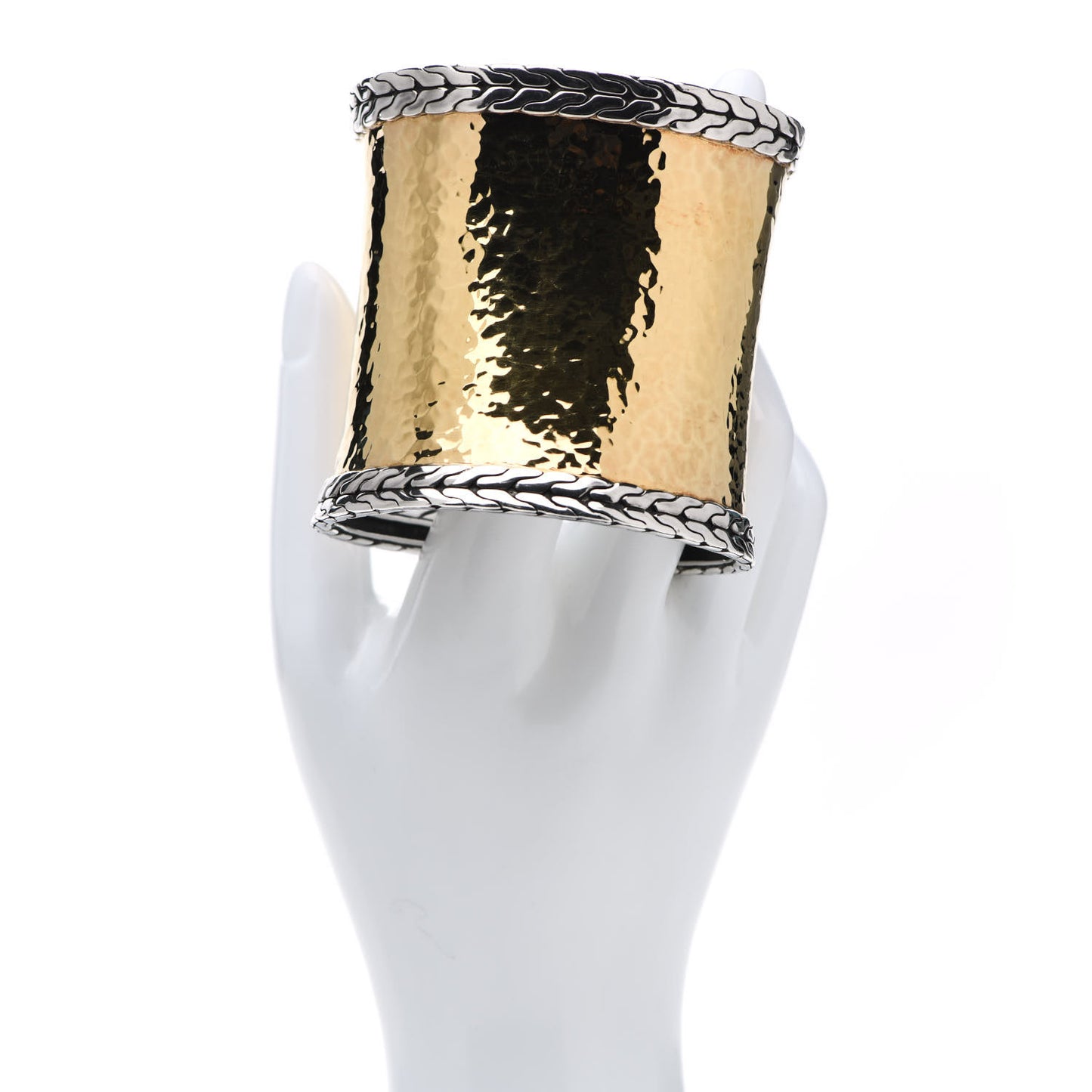 Sterling Silver 22K Yellow Gold Classic Chain Palu Wide Cuff Bracelet