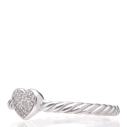 David Yurman Sterling Silver Diamond Cable Classics Ring 57 8 3 of 5