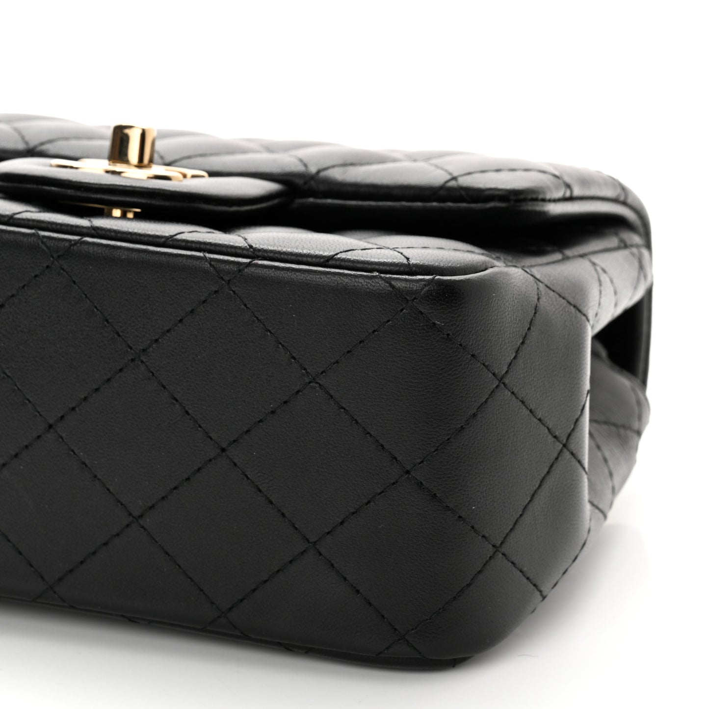 Lambskin Quilted Mini Square Flap Black