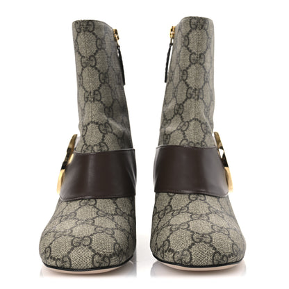 Gucci GG Supreme Monogram Malaga Kid Blondie 55mm Ankle Boots 37 Beige Ebony New Acero 3 of 12