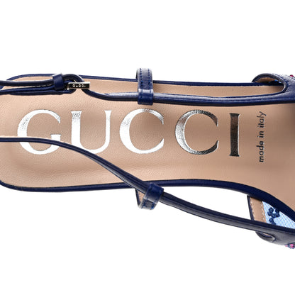 Gucci Tela Retino Nappa Charlotte Crystal GG Monogram Square G 35mm Slingback Pumps 38 Splash Net Blue Witch 7 of 8