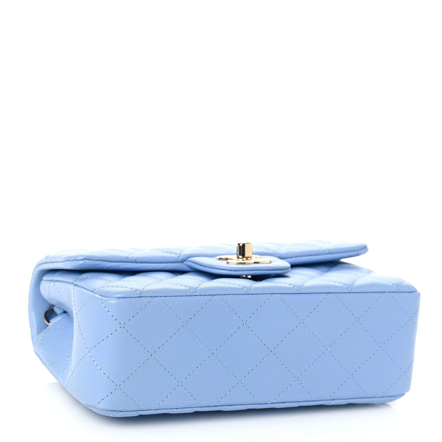 Lambskin Quilted Mini Rectangular Flap Light Blue