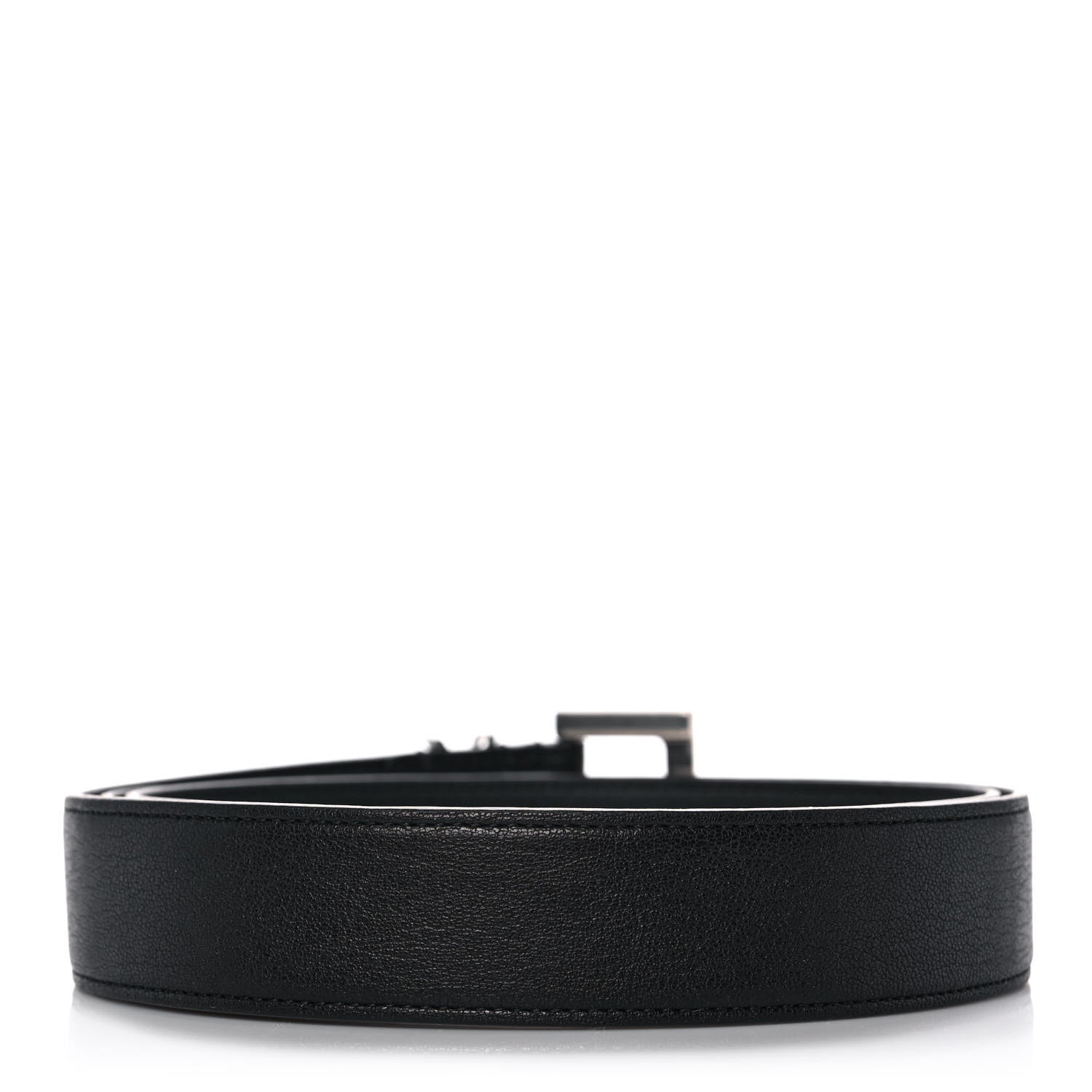 Saint Laurent Goatskin Monogram Cassandre Square Buckle Belt 100 40 Black 2 of 5