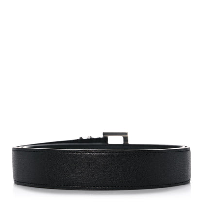 Saint Laurent Goatskin Monogram Cassandre Square Buckle Belt 100 40 Black 2 of 5
