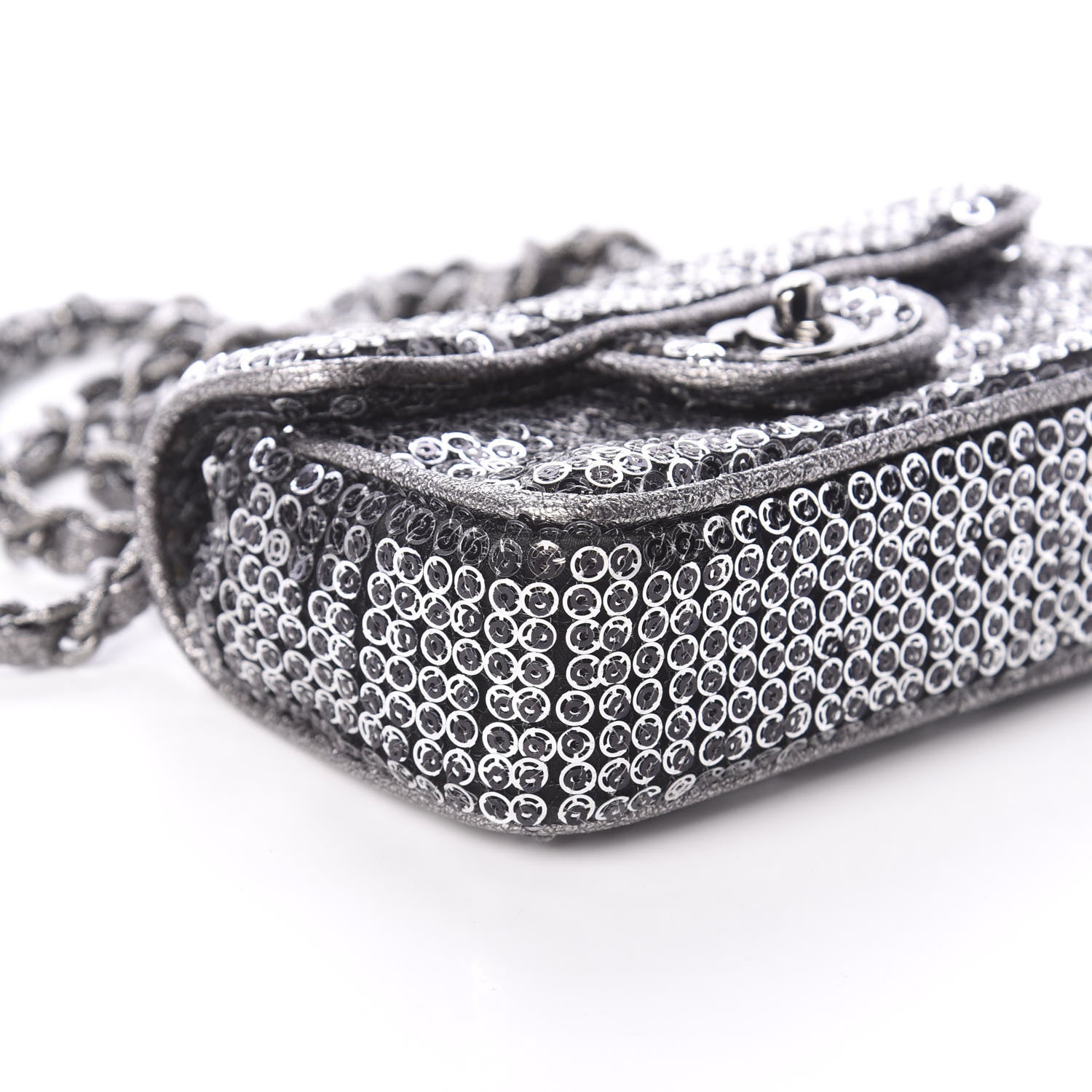 Chanel Sequin Micro Flap Dark Silver 8 of 9