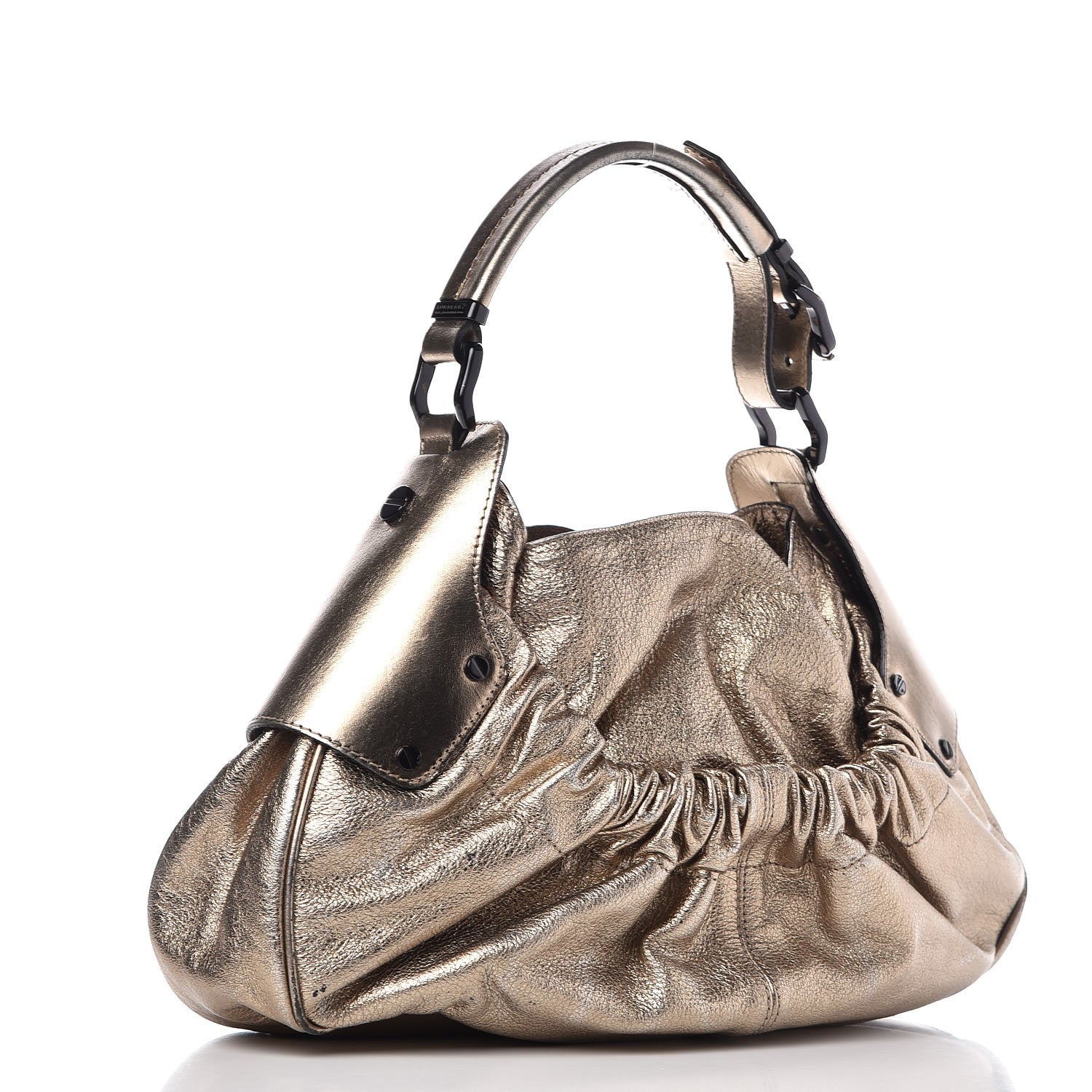 Burberry Metallic Calfskin Warrior Hobo Gold 3 of 19