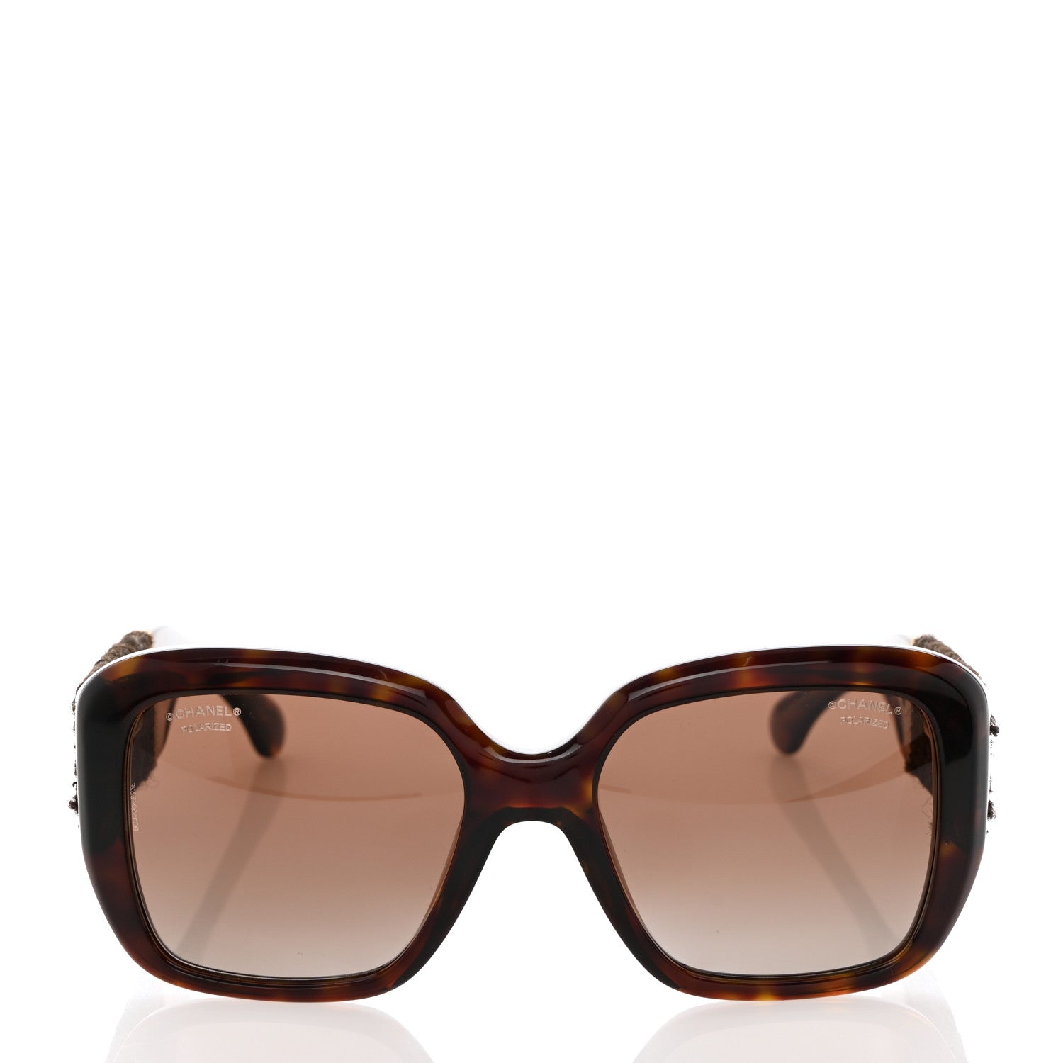 Chanel Acetate Tweed Square Sunglasses 5512 Dark Tortoise 2 of 8