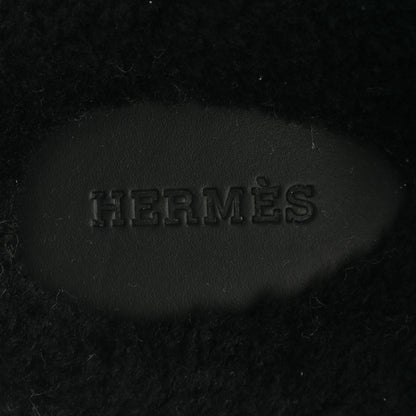 Hermes Calfskin Woolskin Womens Chypre Sandals 37.5 Black 7 of 10
