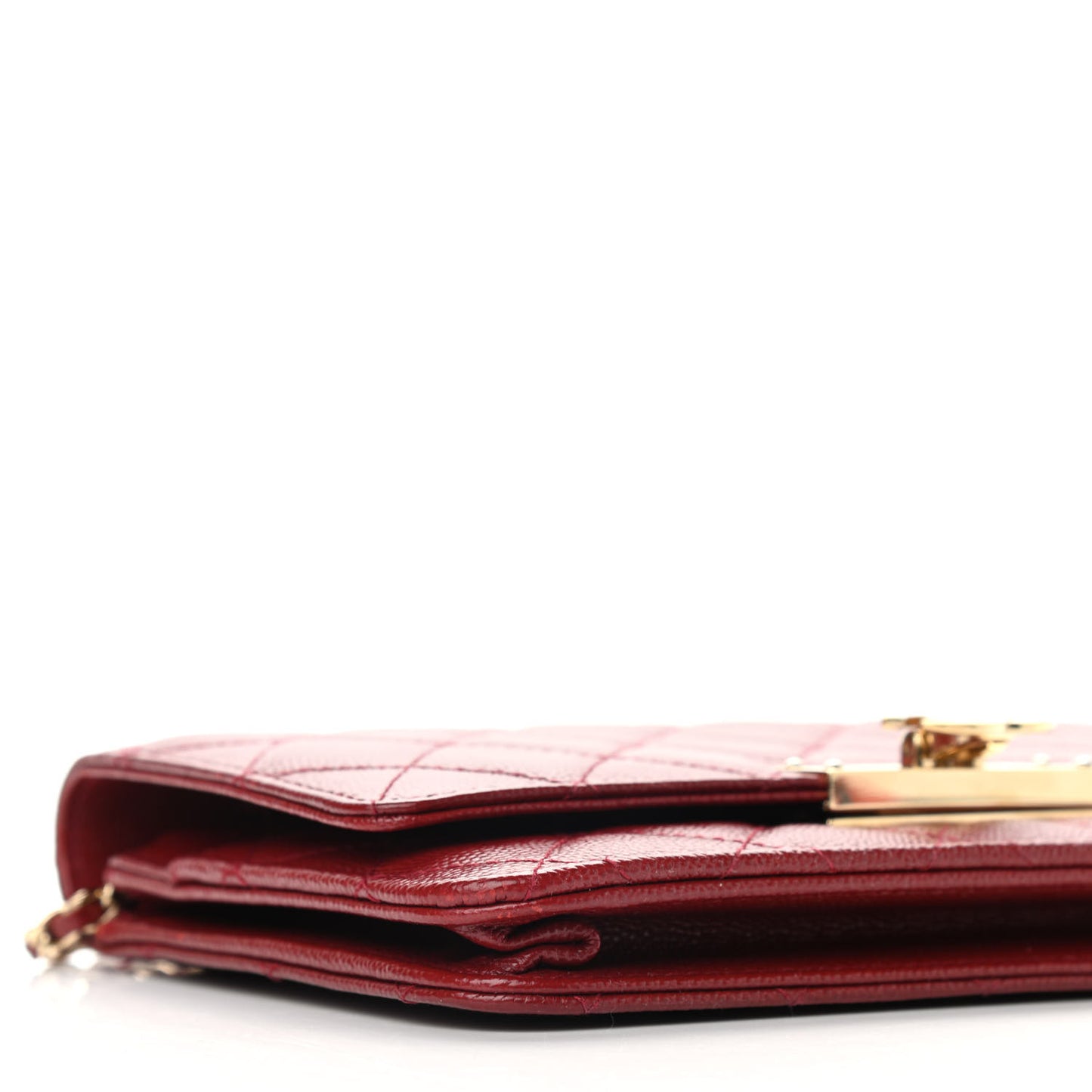 Caviar Quilted Golden Class Wallet On Chain WOC Red