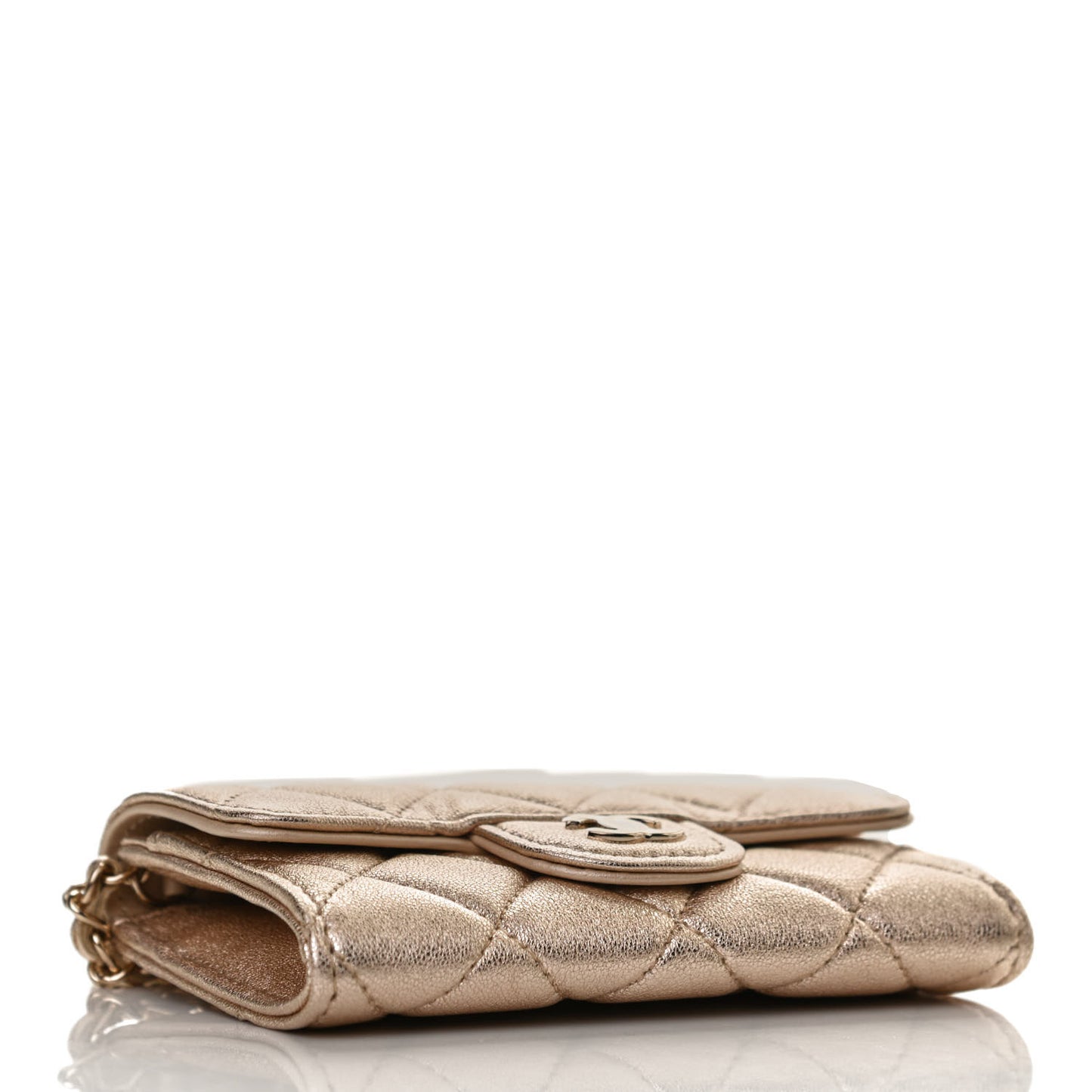 Metallic Lambskin Quilted Belt Bag Gold
