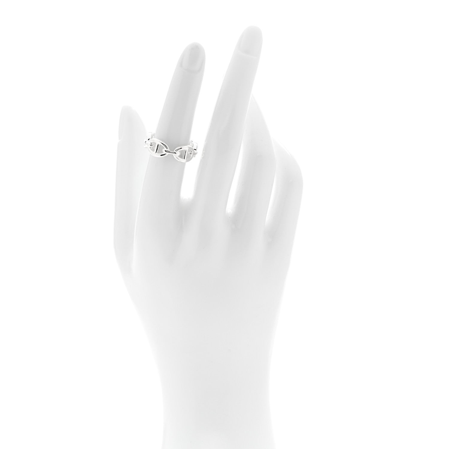 Hermes Sterling Silver PM Chaine d'Ancre Enchainee Band Ring 52 6 2 of 5