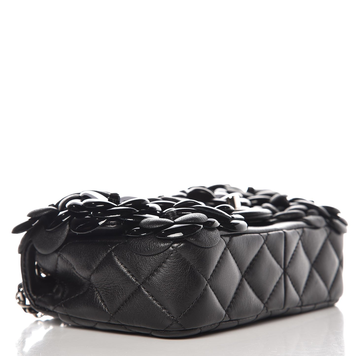 Lambskin Patent Mini Camellia Flap Black