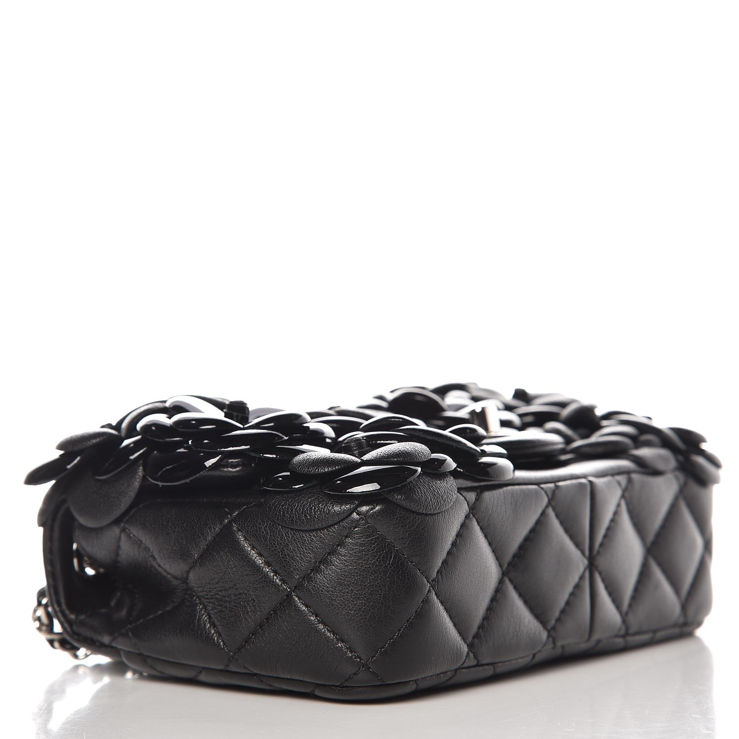 Chanel Lambskin Patent Mini Camellia Flap Black 4 of 8