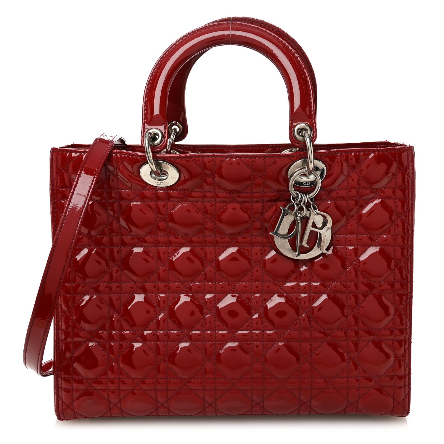 Christian Dior Patent Cannage Large Lady Dior Red 1 of 12