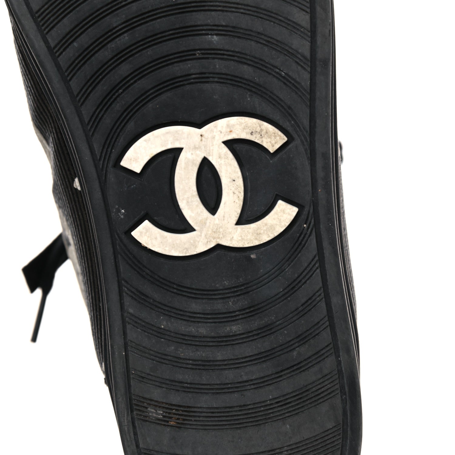 Chanel Canvas Suede CC Star Zipped High Top Sneakers 37.5 Black 6 of 16