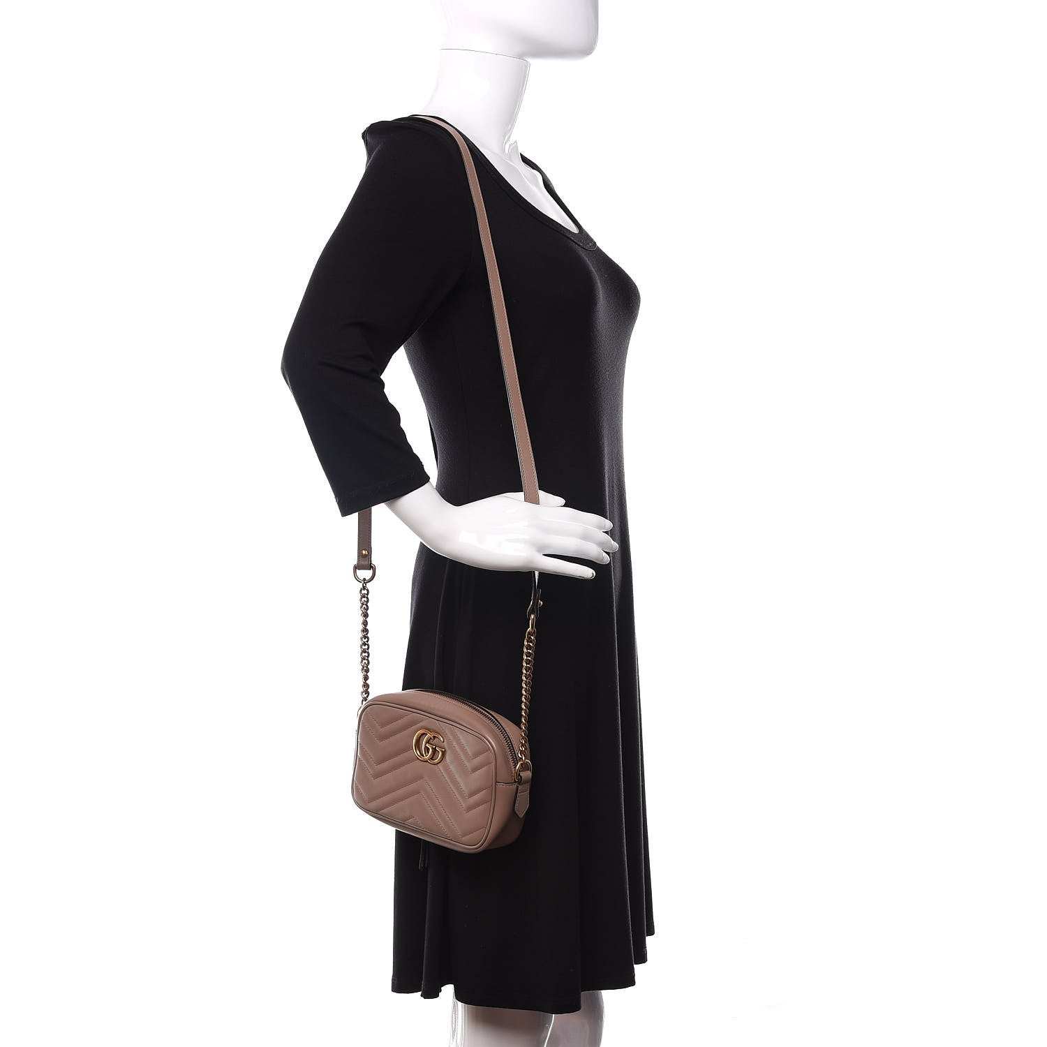 Gucci Calfskin Matelasse Mini GG Marmont Chain Shoulder Bag Porcelain Rose 2 of 12