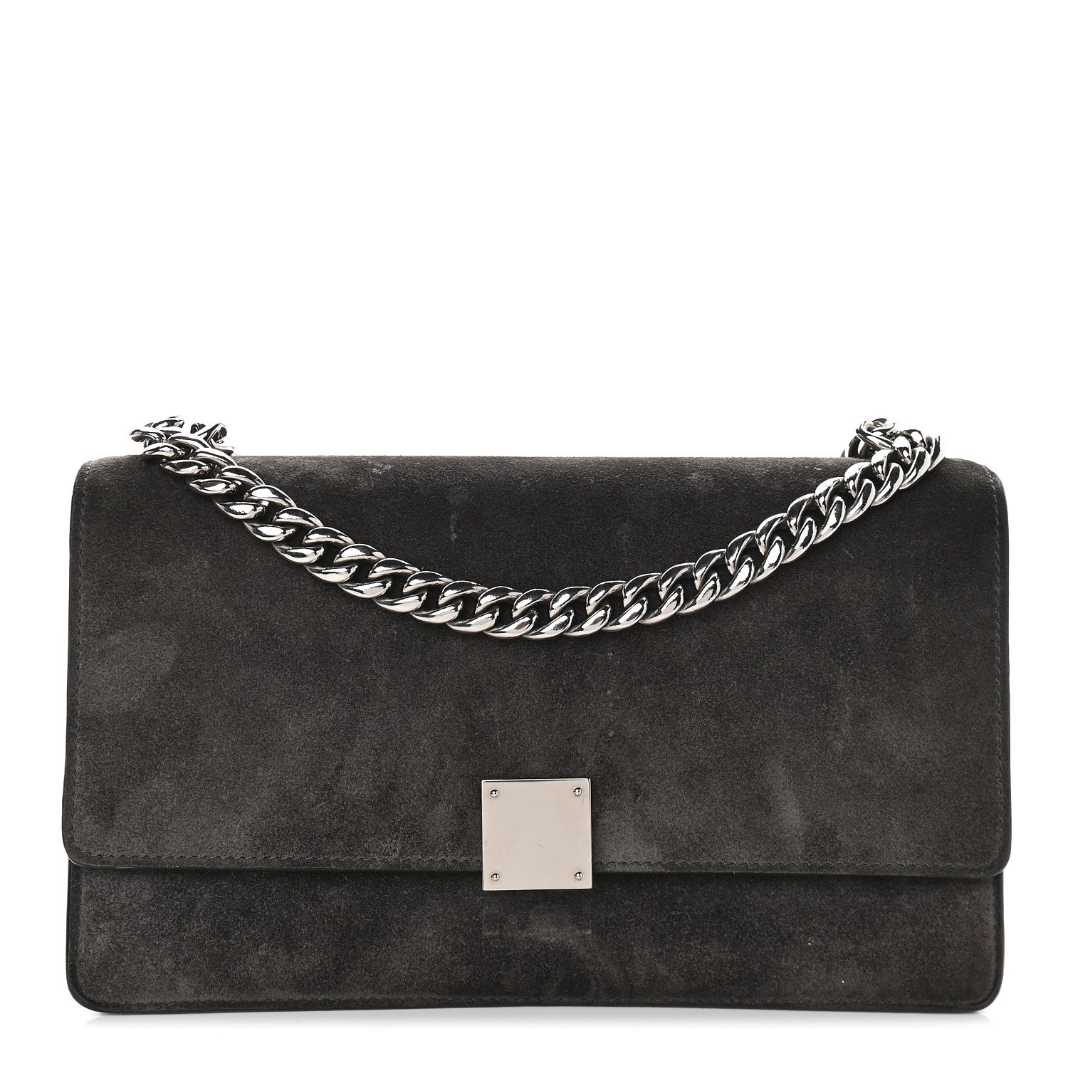 Celine Suede Small Case Chain Flap Grey 1 of 12