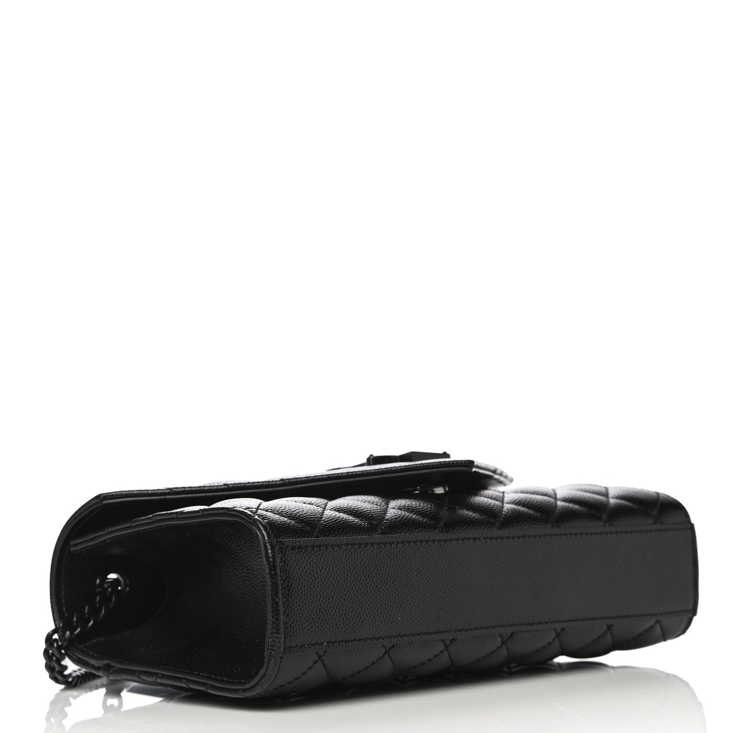 Grain De Poudre Textured Mixed Matelasse Triquilt Small Monogram Satchel Black