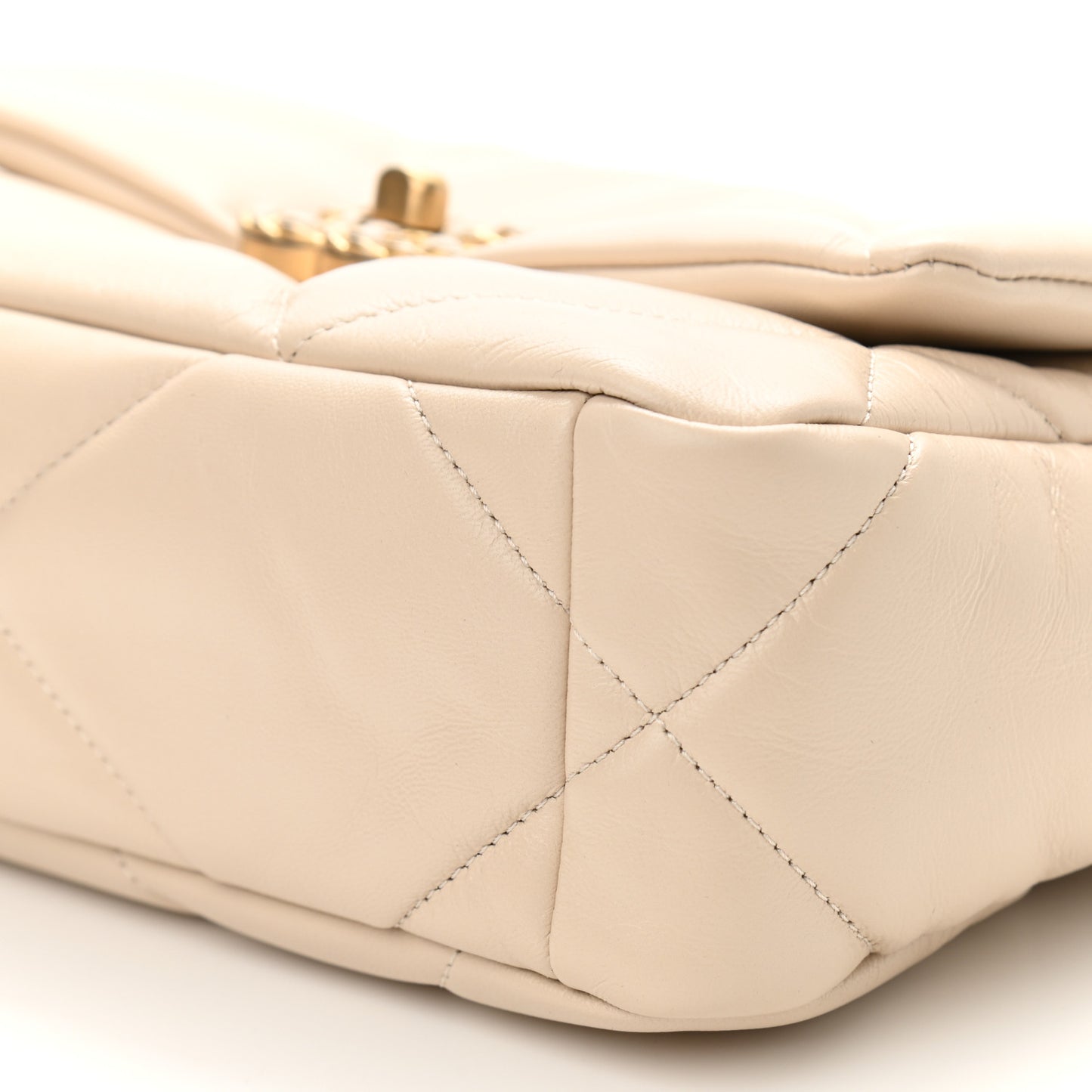 Goatskin Quilted Medium Chanel 19 Flap Beige