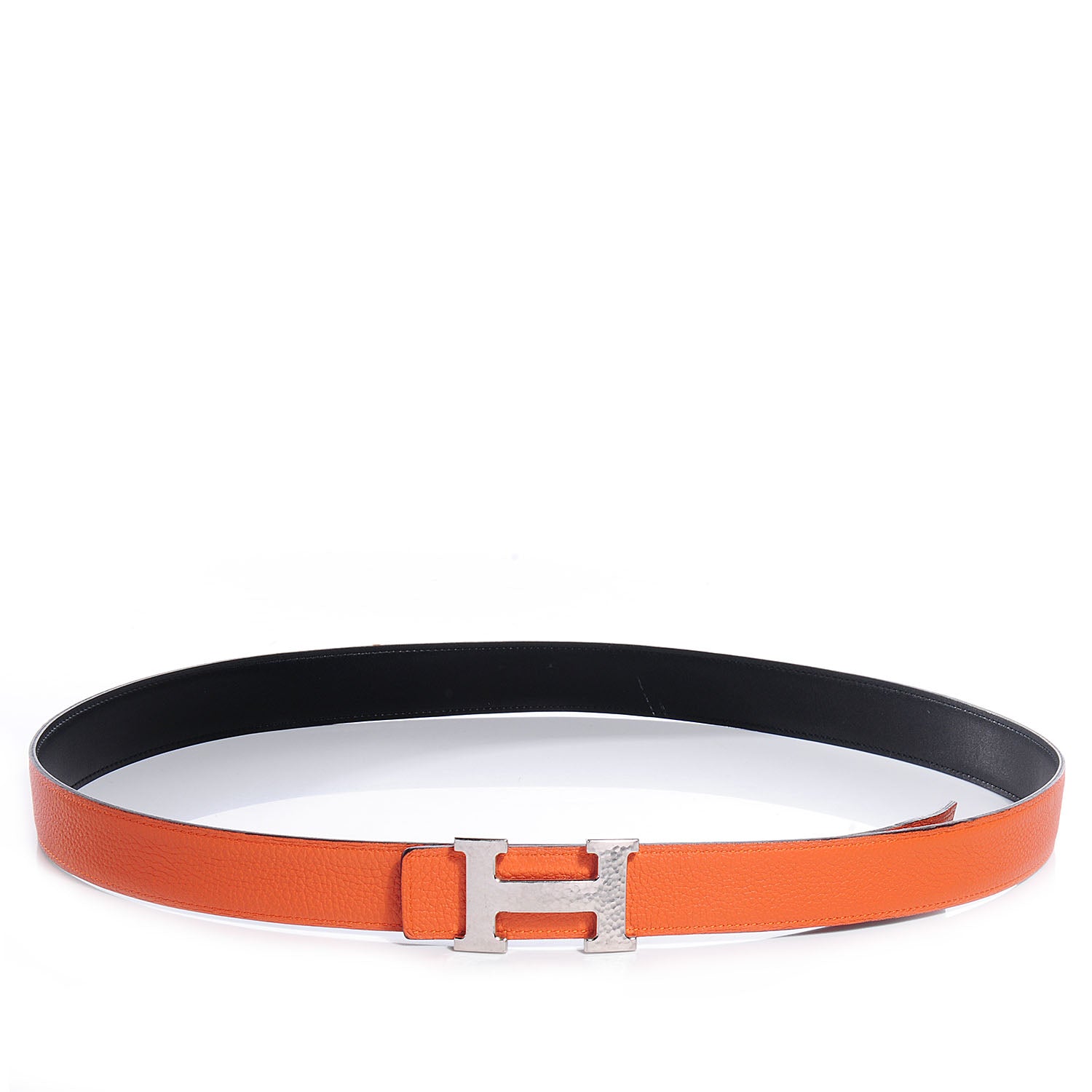 Hermes Togo Box Reversible Constance 32mm H Belt 110 Orange Noir 1 of 7