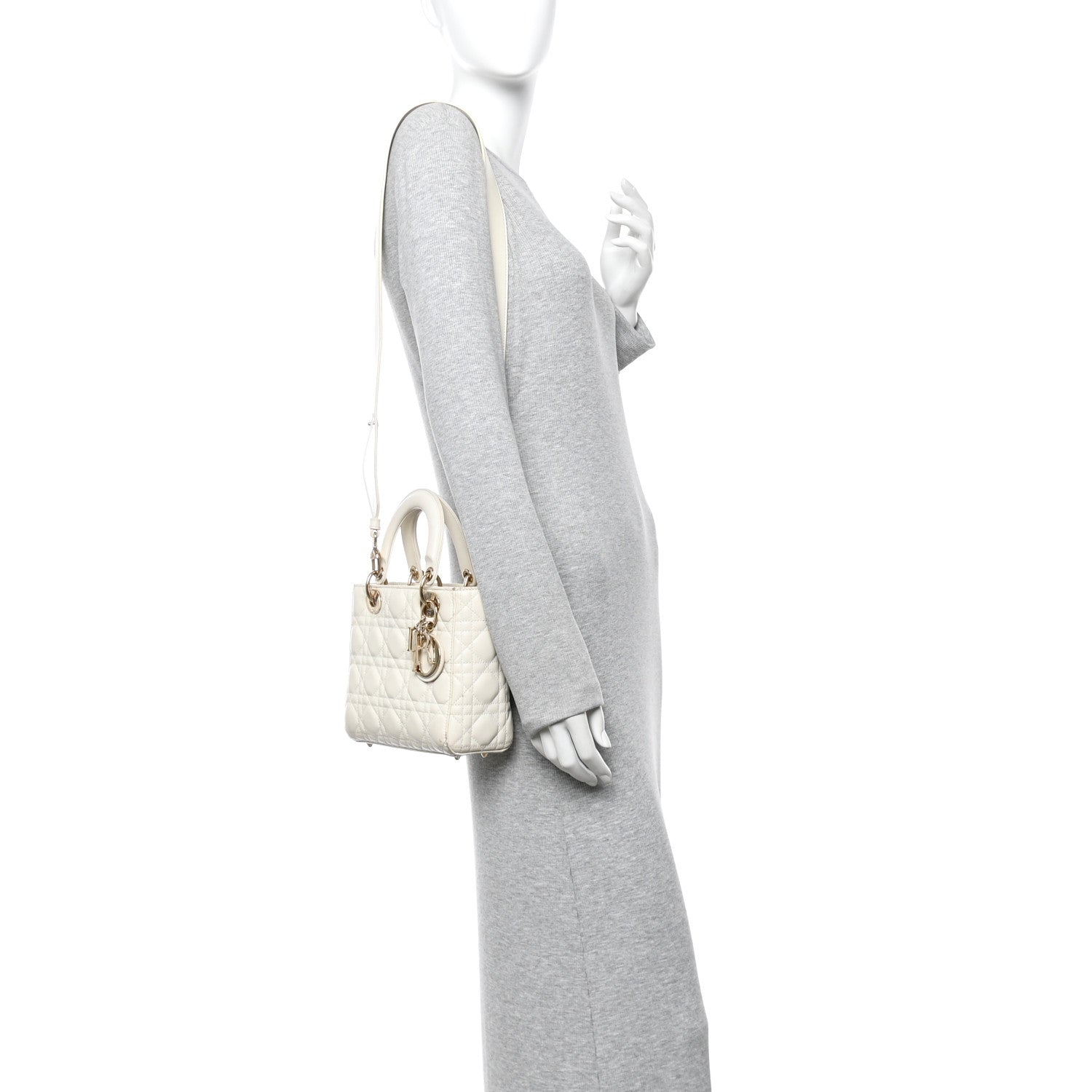 Christian Dior Lambskin Cannage Small My ABCDior Lady Dior White 2 of 14