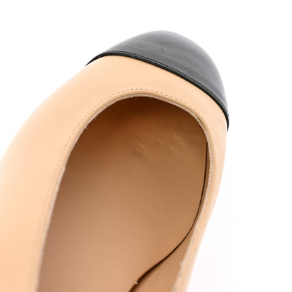 Chanel Lambskin Cap Toe Ballerina Flats 36 Beige Black 15 of 20
