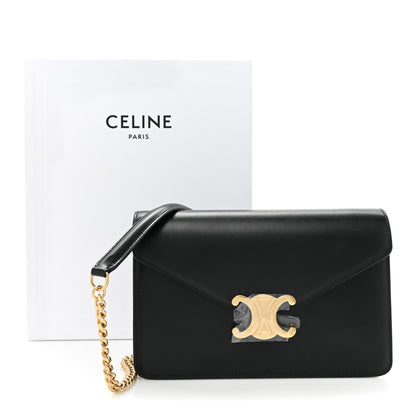 Celine Shiny Calfskin Triomphe Margo Wallet on Chain Black 11 of 11
