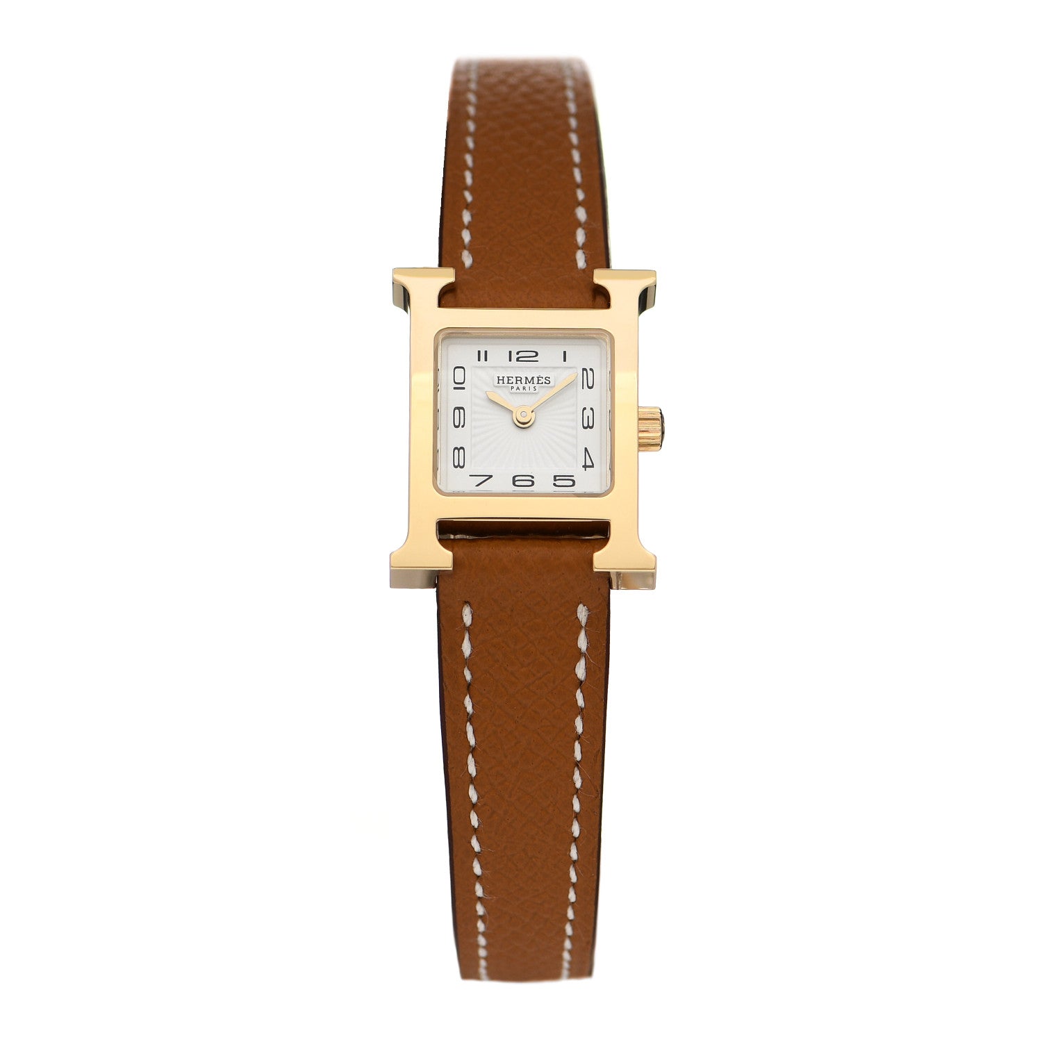 Hermes Stainless Steel Epsom 17.2mm Heure H Hour Quartz Watch Gold 1 of 5