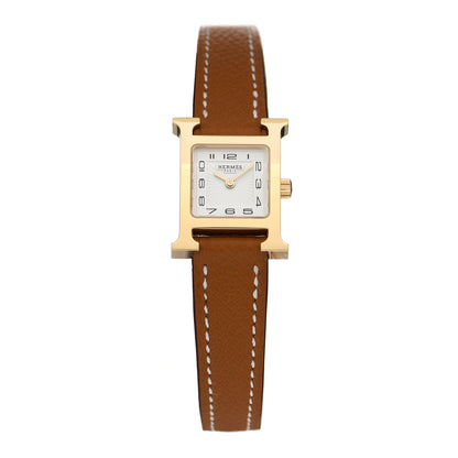 Hermes Stainless Steel Epsom 17.2mm Heure H Hour Quartz Watch Gold 1 of 5
