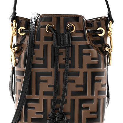 Fendi Vitello Liberty F is Fendi Bi-Color FF 1974 Embossed Mini Mon Tresor Bucket Bag Maya Black 8 of 10