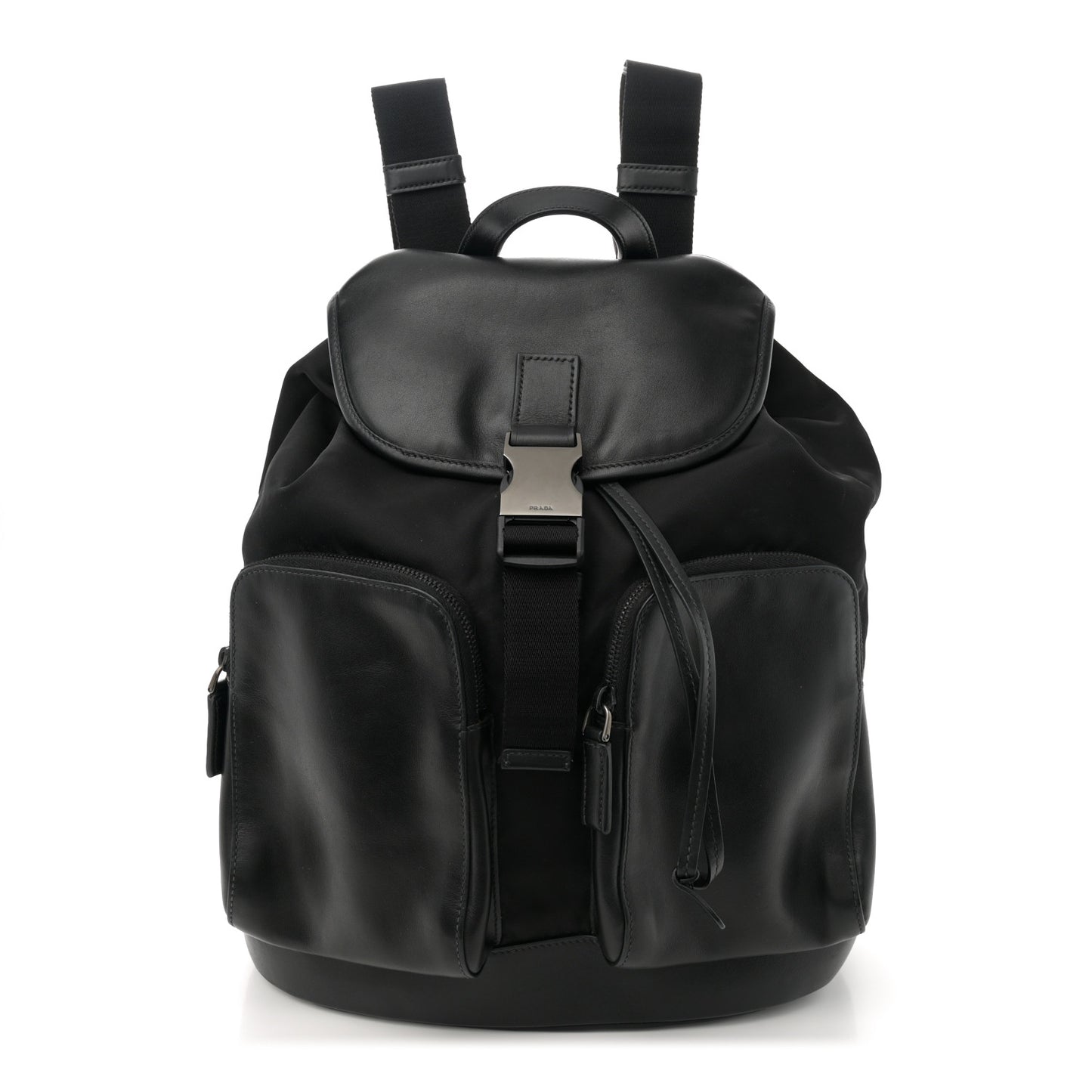 Tessuto Nylon Soft Calfskin Pocket Backpack Black