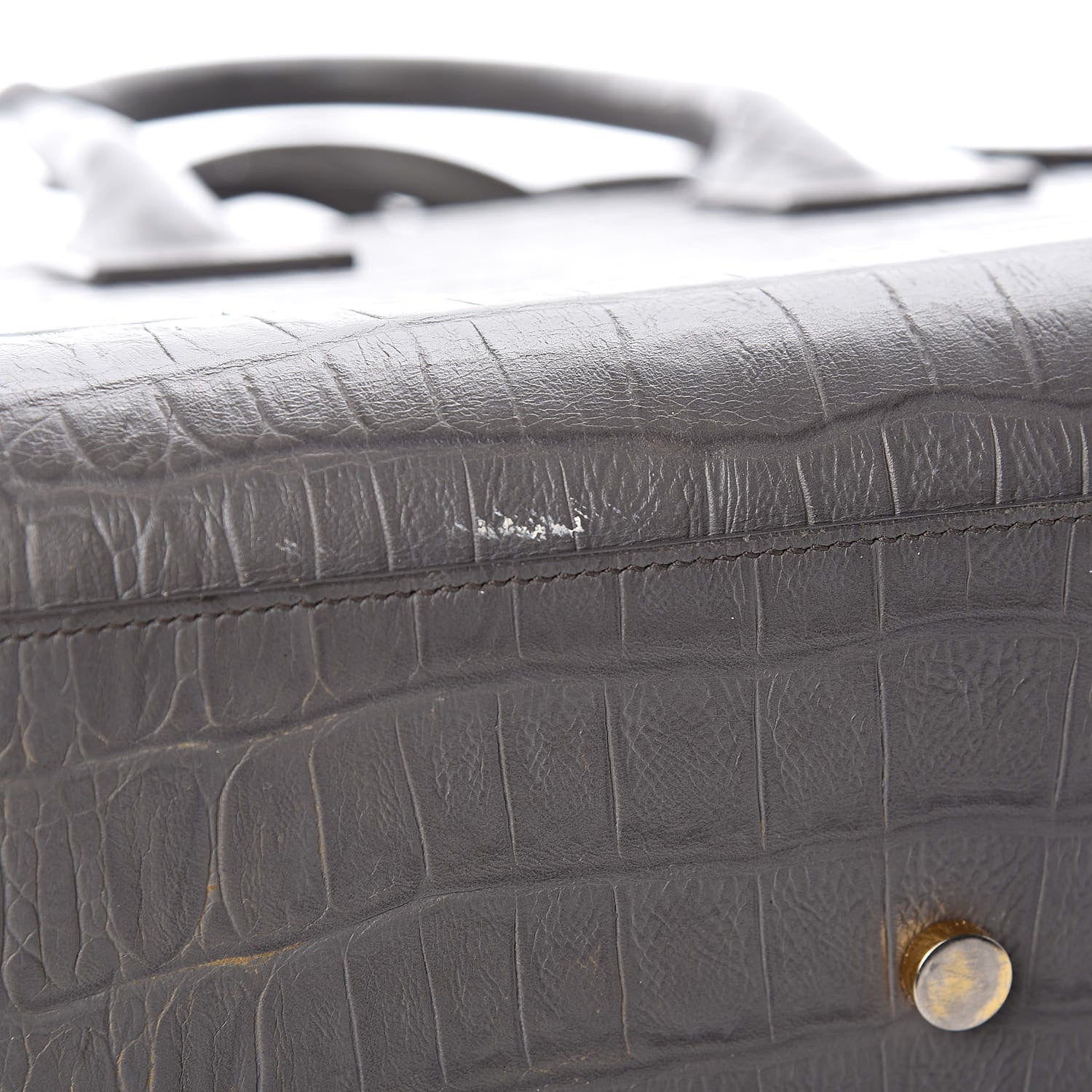 Saint Laurent Calfskin Crocodile Embossed Small Sac De Jour Fog 10 of 17