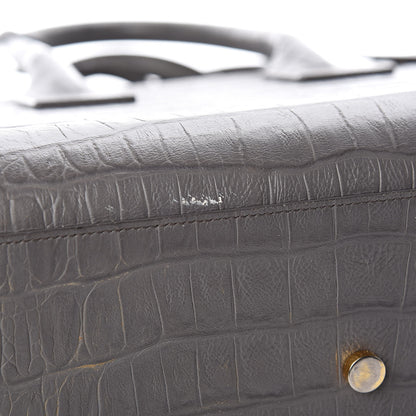 Saint Laurent Calfskin Crocodile Embossed Small Sac De Jour Fog 10 of 17