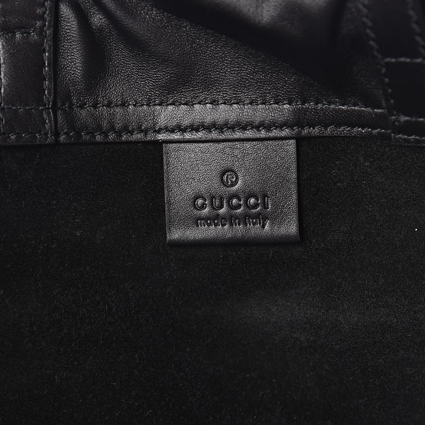 Calfskin Logo Drawstring Backpack Black