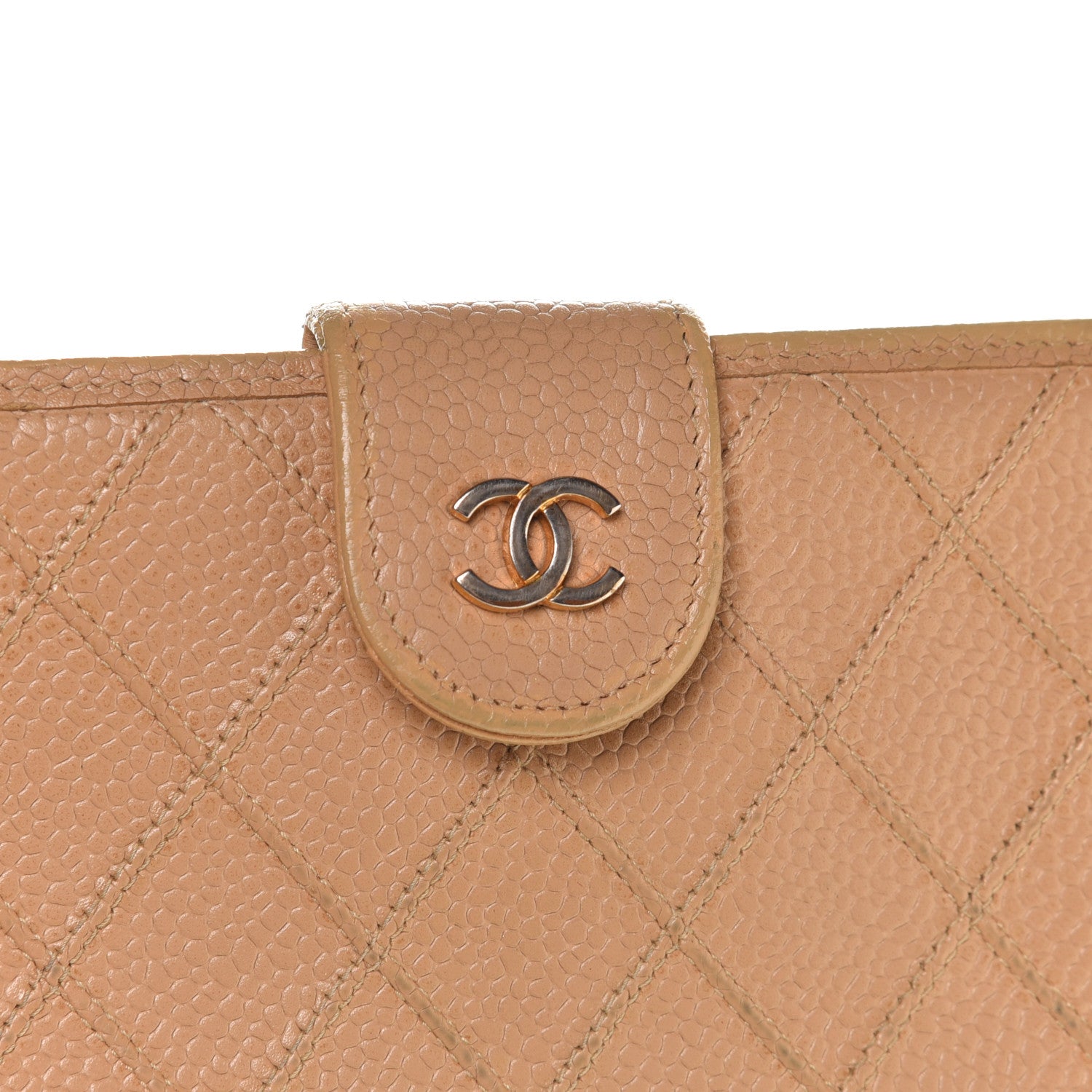 Chanel Caviar Diamond Stitched French Wallet Beige 15 of 15
