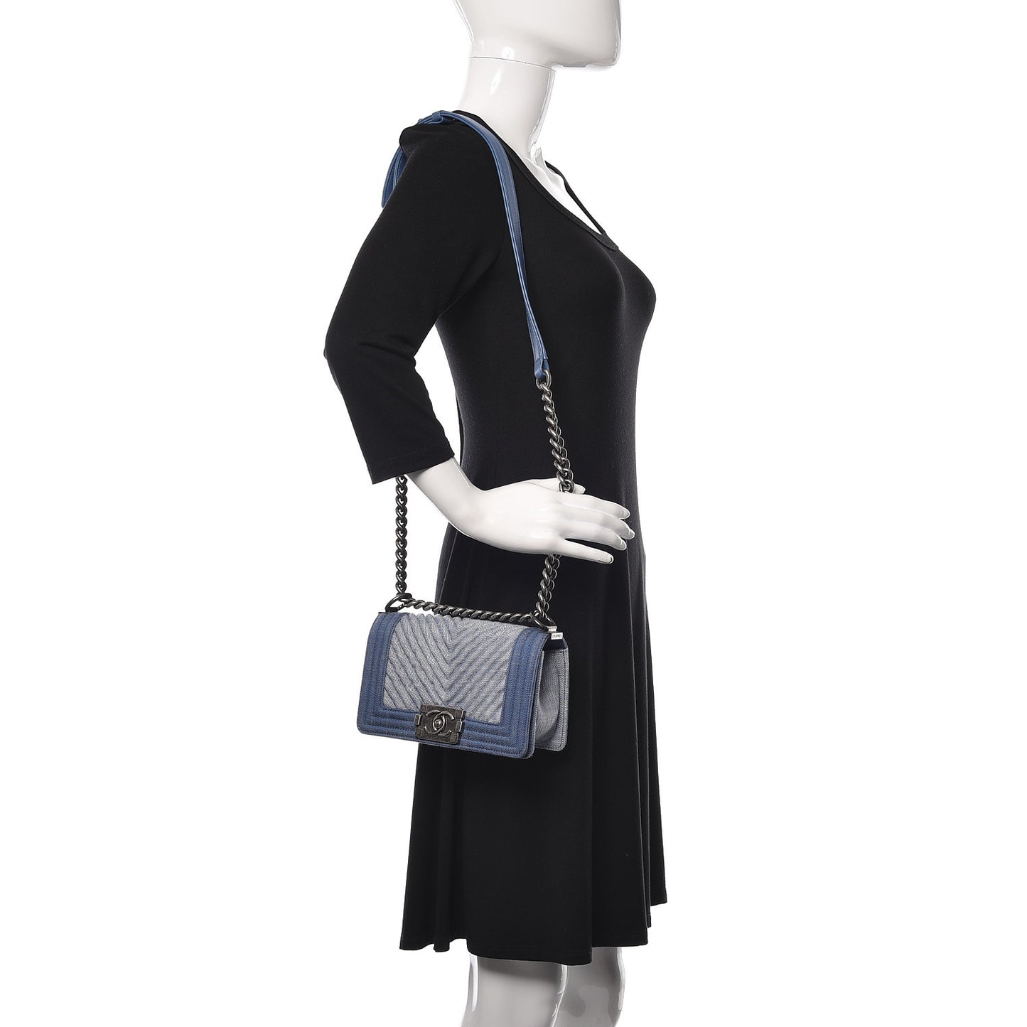 Denim Chevron Small Boy Flap Light Blue