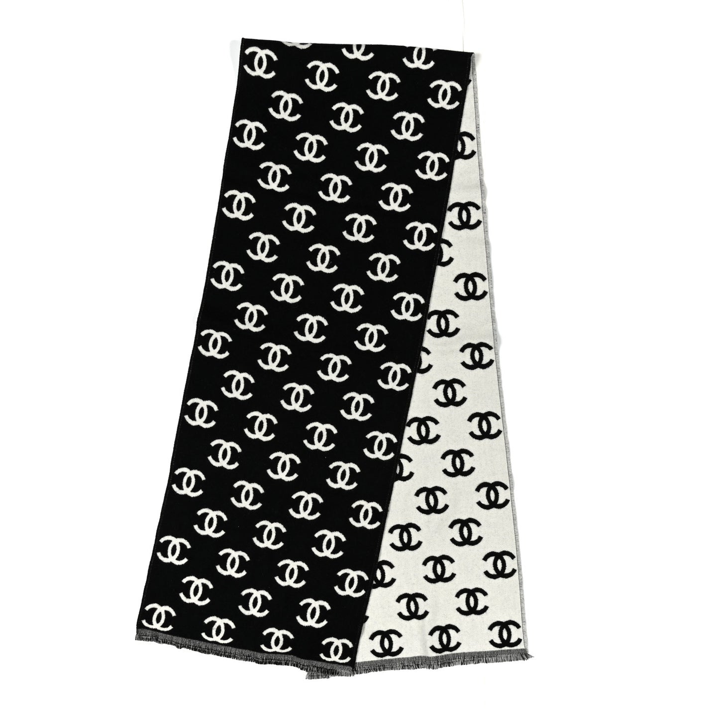 Cashmere Edelweiss CC Scarf Black White Pink Black White