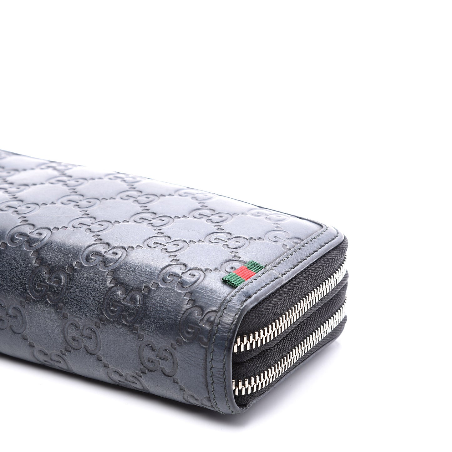 Guccissima Large Double Zip Around Wallet Black