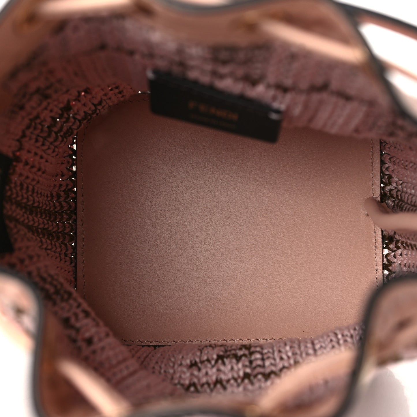 Raffia Vitello King F is Fendi FF Crochet Mini Mon Tresor Bucket Bag Natural Light Rose