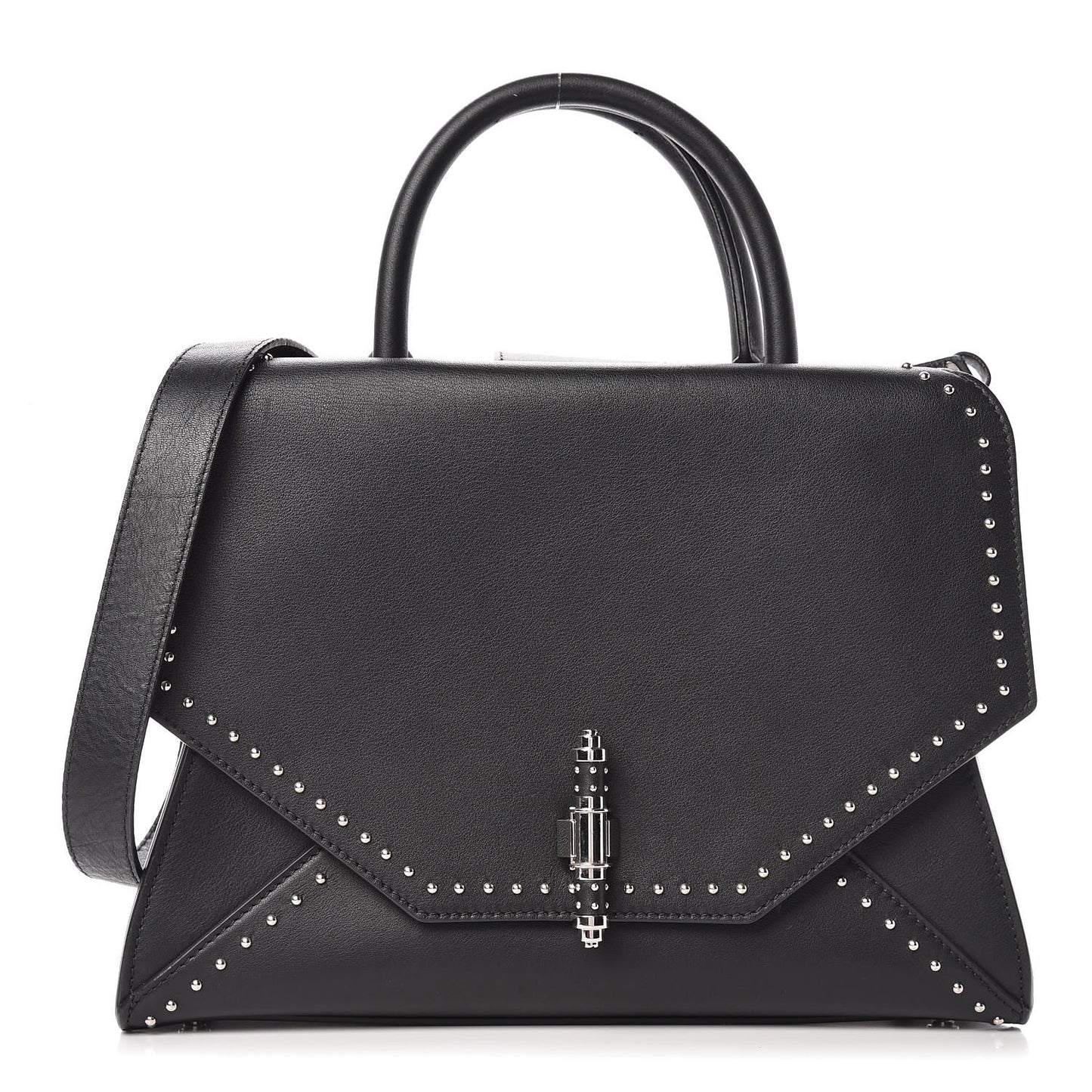Calfskin Studded Small Obsedia Satchel Black