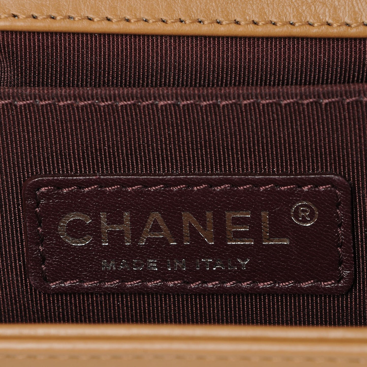 Calfskin Quilted Double Stitch Medium Boy Flap Camel