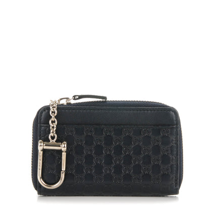 Gucci Microguccissima Zip Around Key Ring Coin Case Blue 1 of 7