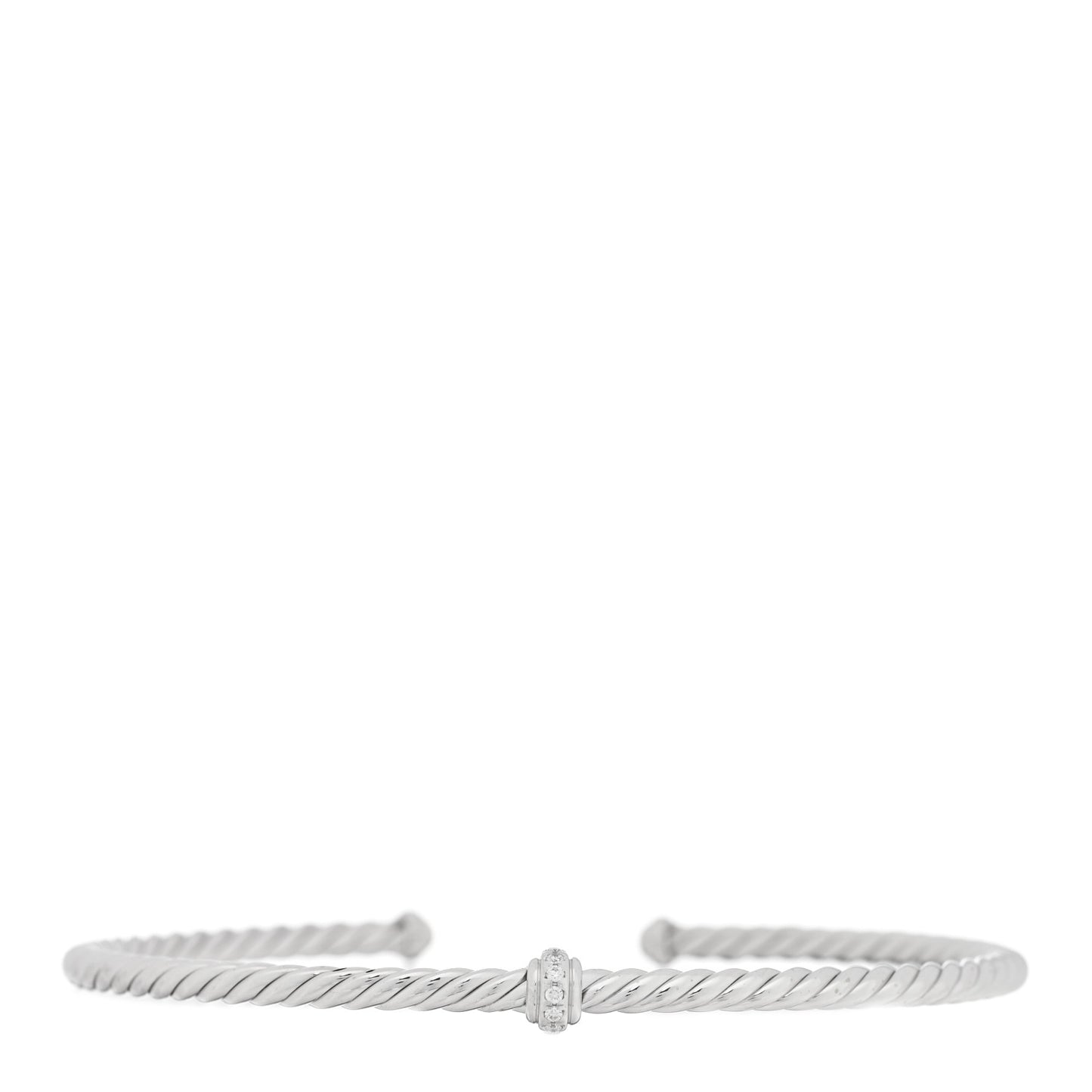 18K White Gold Diamond 3mm Cablespira Single Station Bracelet