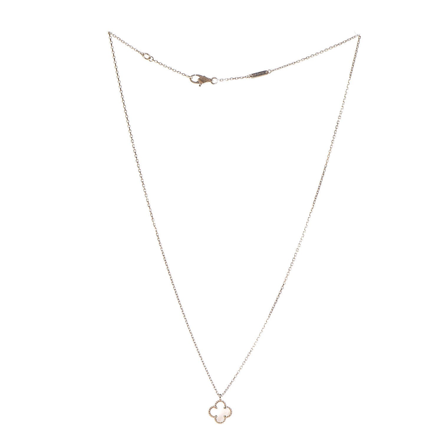 Van Cleef & Arpels 18K Yellow Gold Mother of Pearl Sweet Alhambra Pendant Necklace 3 of 8