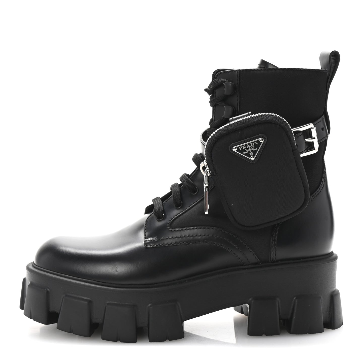 Spazzolato Rois Re-Nylon Metal Triangle Logo Monolith Pouch Pocket 55mm Boots 38.5 Black