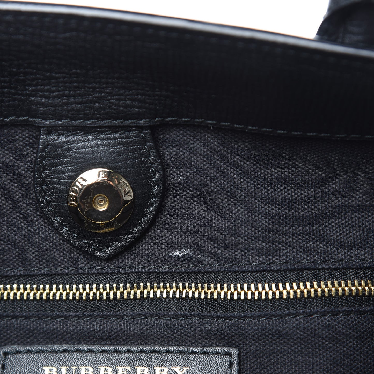Grainy Calfskin House Check Medium Banner Tote Black