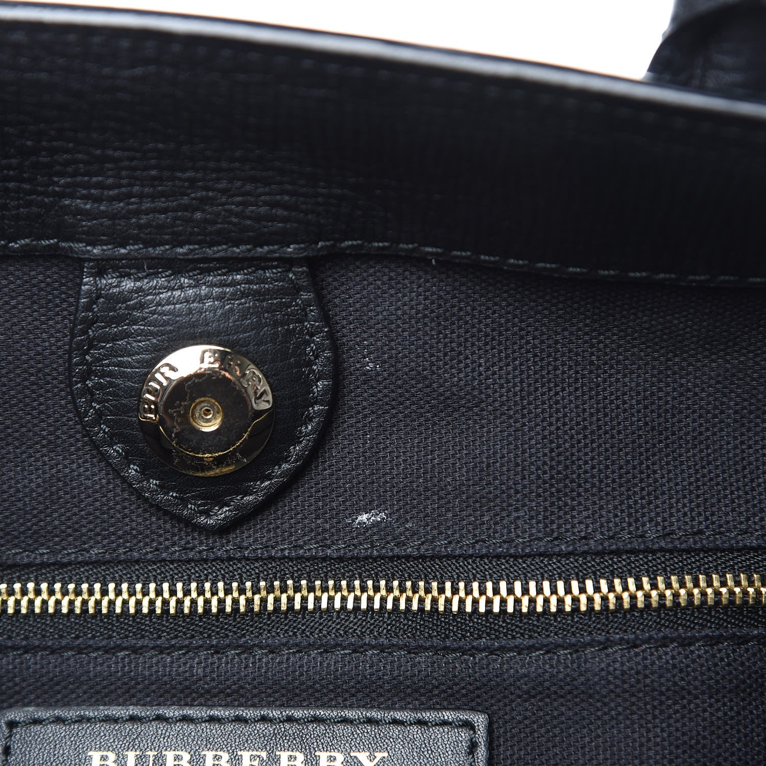 Burberry Grainy Calfskin House Check Medium Banner Tote Black 10 of 17